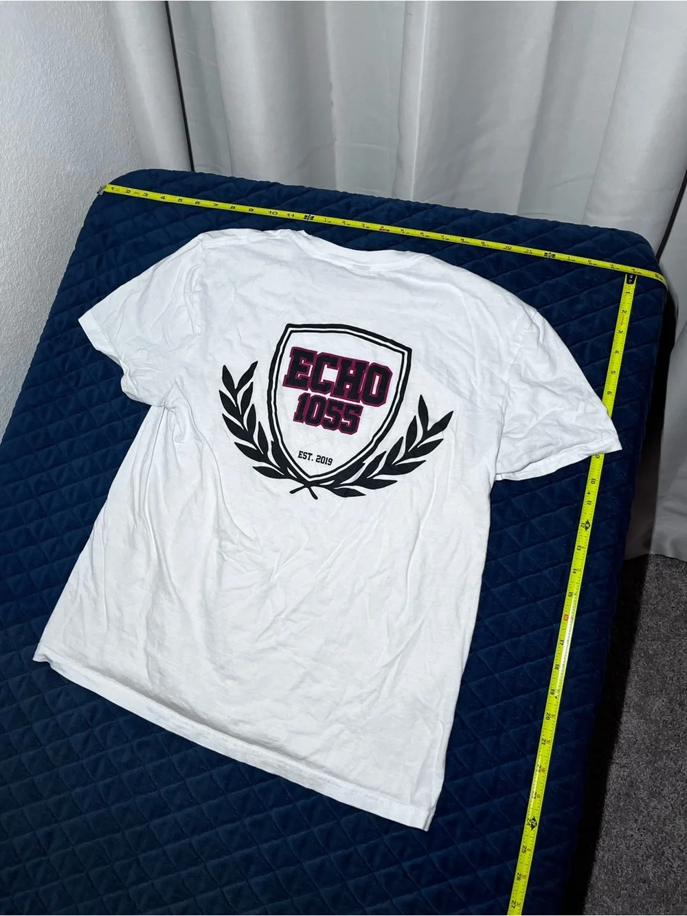 District White Tee with Black Echo 1055 Print